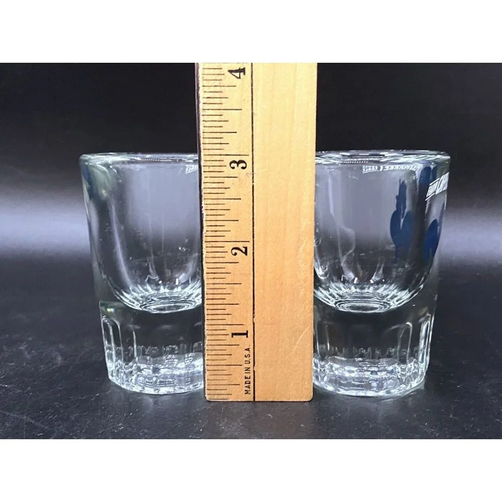 Capers Farm to Table Market Portland Shot Glass LOT 2 Shot Glasses Blue Rooster